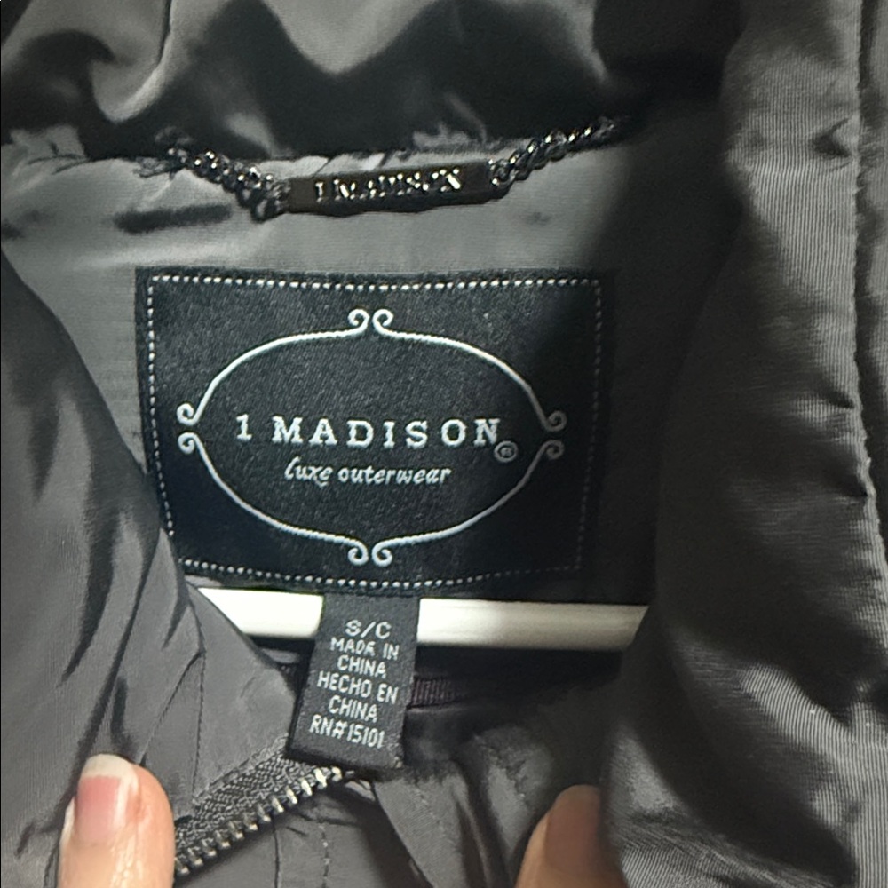 1 Madison Dark Gray Puffer Coat with Fur Hood - Picture 3 of 9
